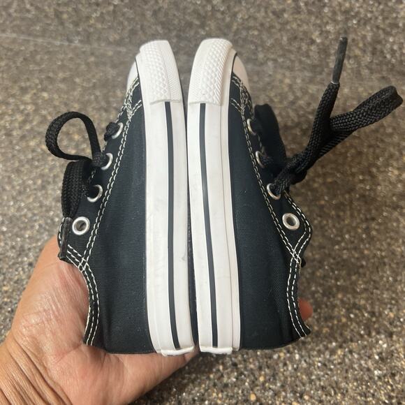Converse All Star Kid Infant Baby Sz 6 Black Canvas Sneaker Lace Up Low Top Shoe - Picture 4 of 9